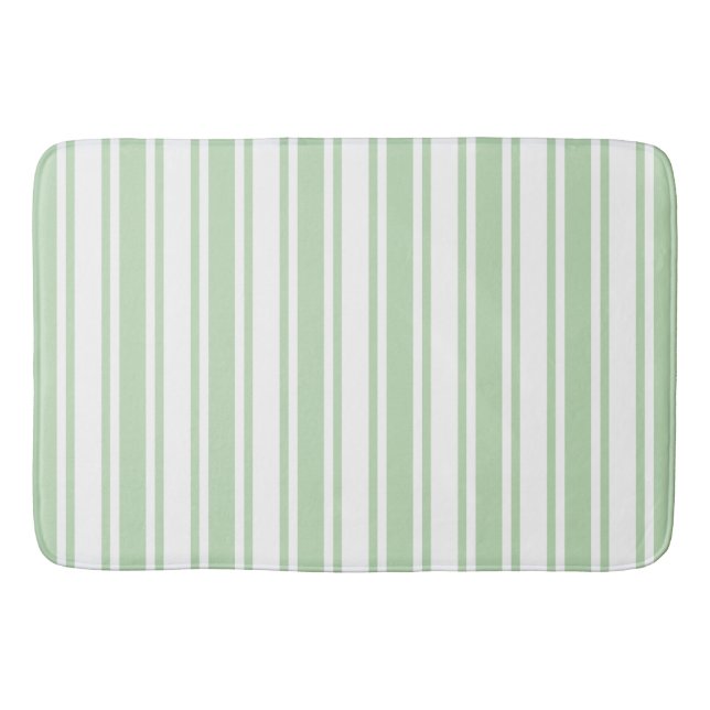 Alfombrilla De Baño Rayas de caramelo verde claro y blanco (Anverso)