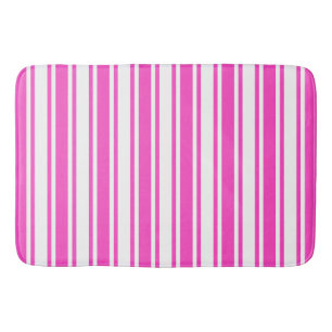 Alfombrilla De Baño Rayas de caramelos rosadas y blancas calientes