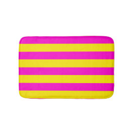 Alfombrilla De Baño Rayas De Color Rosa Y Amarillo Canario Caliente