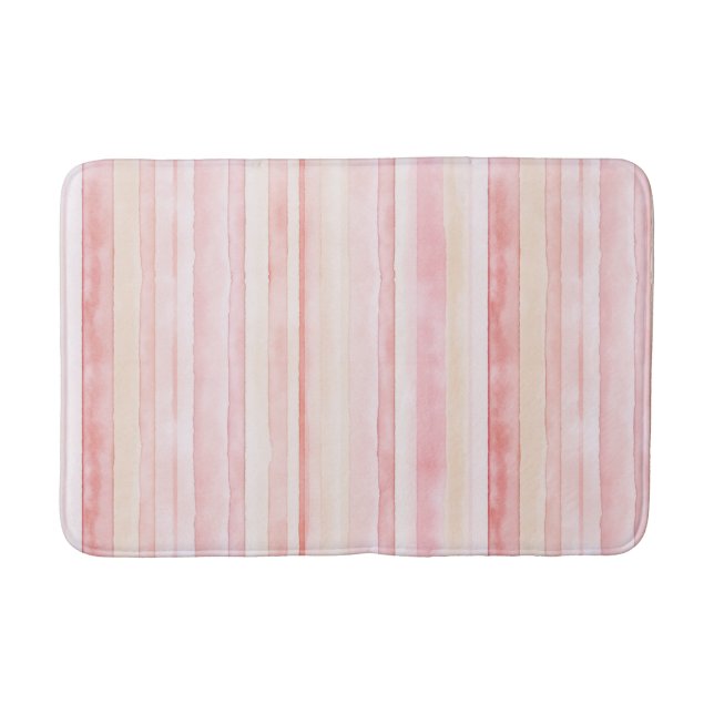 Alfombrilla De Baño Rayas de crema rosa sonrojo (Anverso)