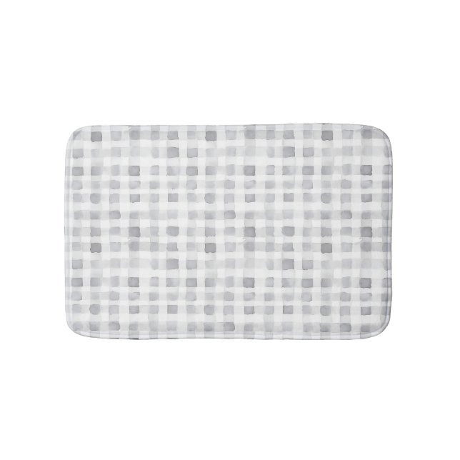 Alfombrilla De Baño Rayas de Cuadro Gris Blanco  (Anverso)