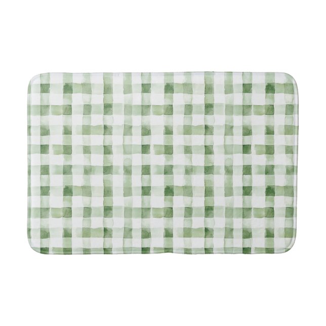 Alfombrilla De Baño Rayas de Cuadro Verde Blanco (Anverso)
