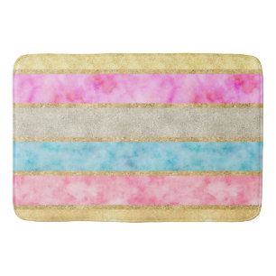 Alfombrilla De Baño Rayas de la acuarela del Glitz del oro