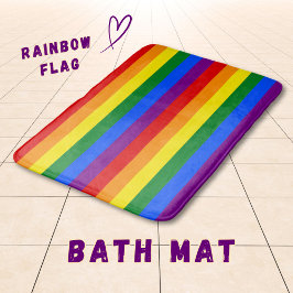 Alfombrilla De Baño Rayas de la bandera arcoíris LGBTQ+ para el Mes de