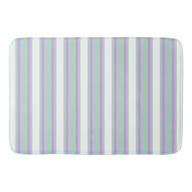 Alfombrilla De Baño Rayas de lila y de menta (Anverso)