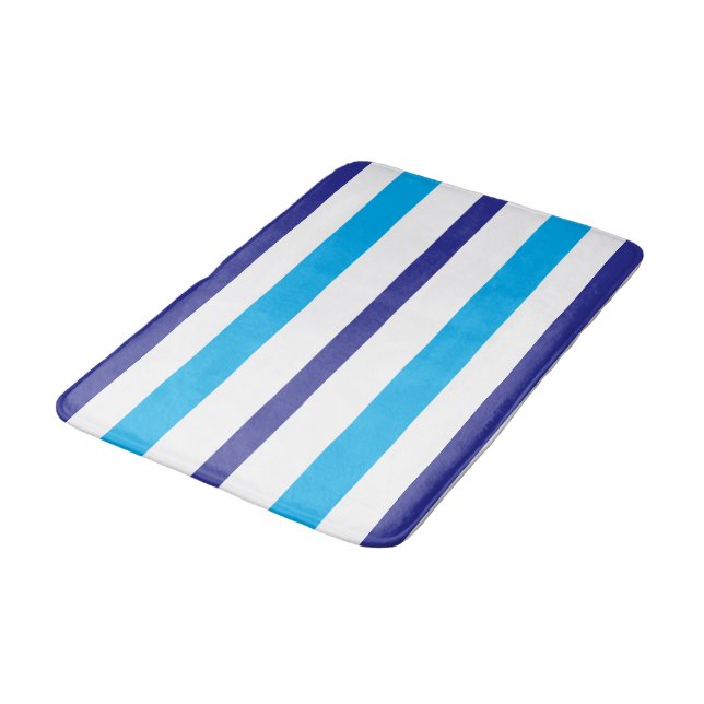 Alfombrilla De Baño Rayas de Verano Azules Blancas (Angular)