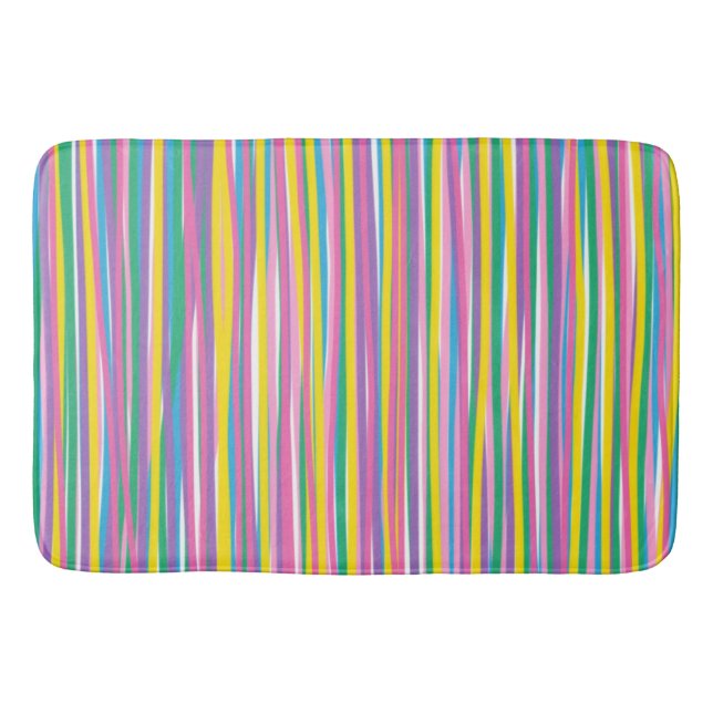 Alfombrilla De Baño Rayas de verano verticales brillantes (Anverso)