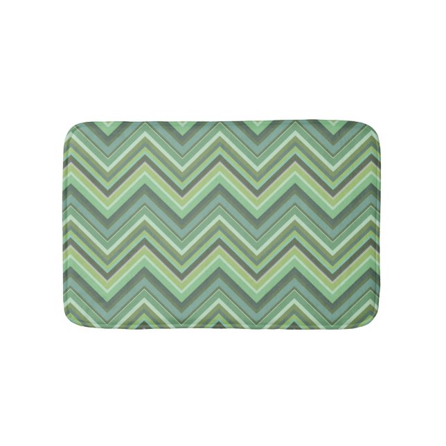 Alfombrilla De Baño Rayas de zigzag verde oliva (Anverso)