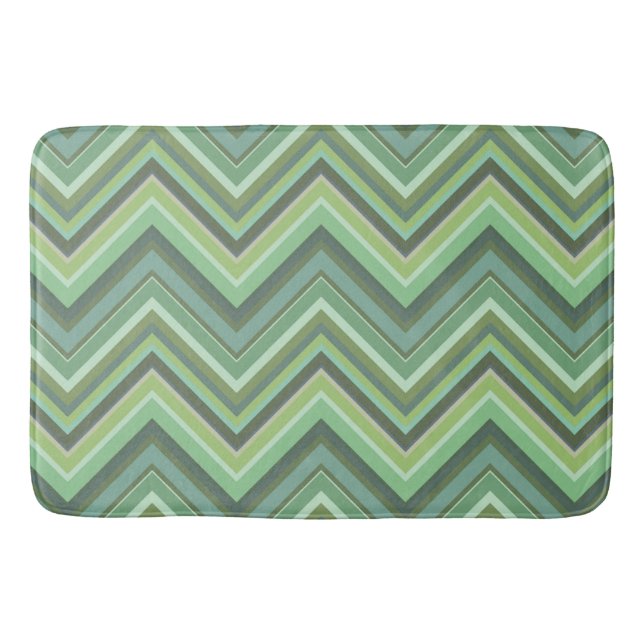 Alfombrilla De Baño Rayas de zigzag verde oliva (Anverso)