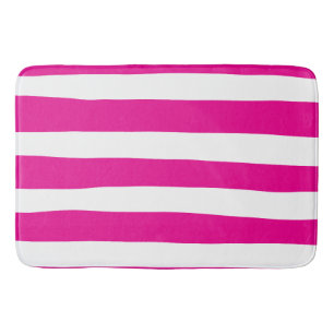 Alfombrilla De Baño Rayas desiguales en magenta y blanco