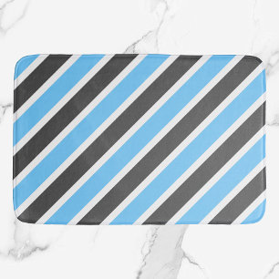 Alfombrilla De Baño Rayas diagonales de color azul cielo moderno