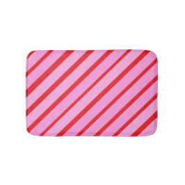 Alfombrilla De Baño Rayas diagonales rosadas y rojas