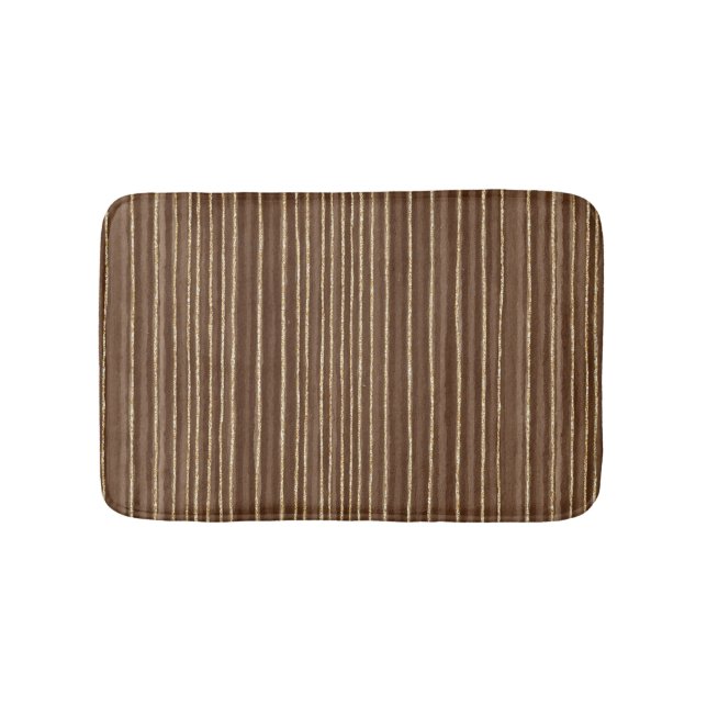 Alfombrilla De Baño Rayas Doradas Marrones (Anverso)