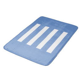 Alfombrilla De Baño Rayas en el medio. Azul aciano y blanco.