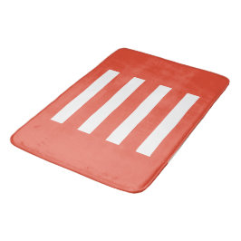 Alfombrilla De Baño Rayas en el medio. Naranja Rojo y blanco.