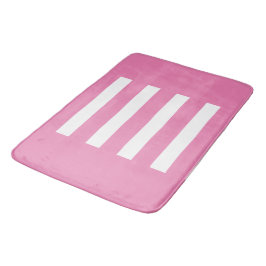 Alfombrilla De Baño Rayas en el medio. Rosa y blanco.