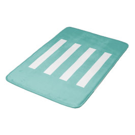 Alfombrilla De Baño Rayas en el medio. Verde azulado claro y blanco.