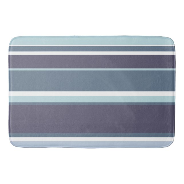 Alfombrilla De Baño Rayas grises azules (Anverso)