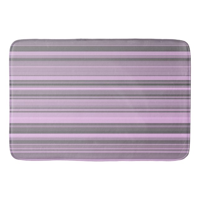 Alfombrilla De Baño Rayas grises moradas (Anverso)