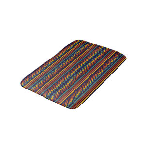 Alfombrilla De Baño Rayas horizontales retro coloridas de los años 197