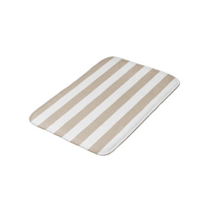 Alfombrilla De Baño Rayas marrón claro y blanco