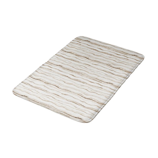 Alfombrilla De Baño Rayas Marrones Crema (Angular)