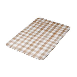 Alfombrilla De Baño Rayas Marrones Crema Cuadro Marrón Claro