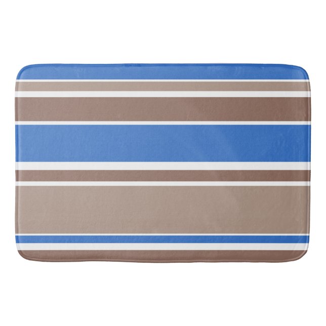 Alfombrilla De Baño Rayas marrones y azules (Anverso)