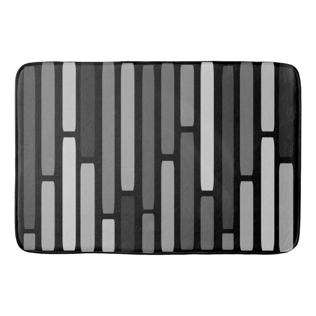 Alfombrilla De Baño Rayas modernas de mediados del siglo Negro (Anverso)
