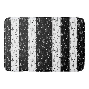 Alfombrilla De Baño Rayas musicales en blanco y negro