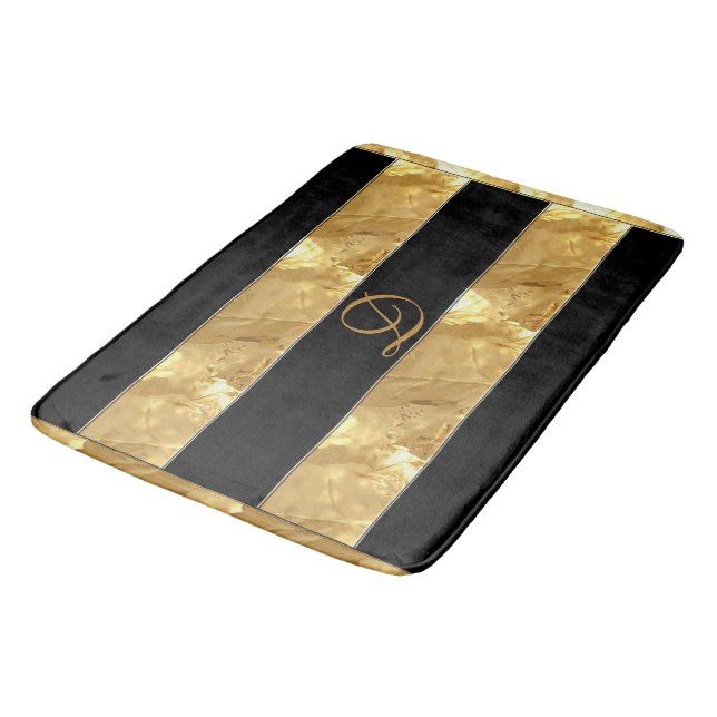 Alfombrilla De Baño Rayas negras del oro (Angular)