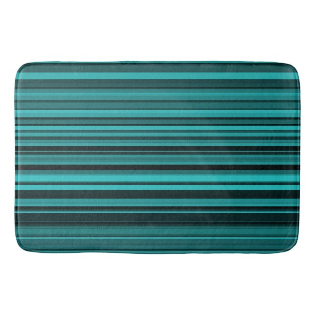 Alfombrilla De Baño Rayas negras verde azuladas (Anverso)