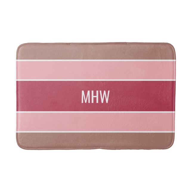 Alfombrilla De Baño Rayas Patrón personalizado monograma esteras de ba (Anverso)