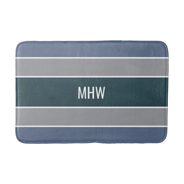 Alfombrilla De Baño Rayas Patrón personalizado monograma esteras de ba (Anverso)
