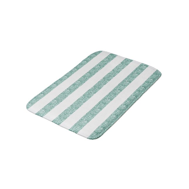 Alfombrilla De Baño Rayas Purpurinas verdes azules (Angular)