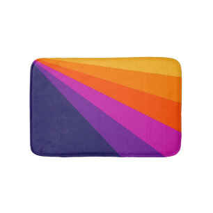 Alfombrilla De Baño Rayas retro diagonales púrpura y naranja