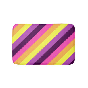 Alfombrilla De Baño Rayas Retro Púrpura Rosa Mat Bath Pequeño