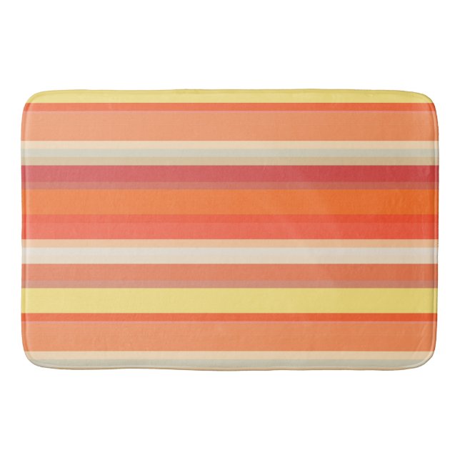 Alfombrilla De Baño Rayas rojas de naranja suave (Anverso)