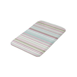 Alfombrilla De Baño Rayas rosadas, aqua, menta, lluvia de primavera y 