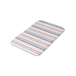 Alfombrilla De Baño Rayas rosadas azules y blancas