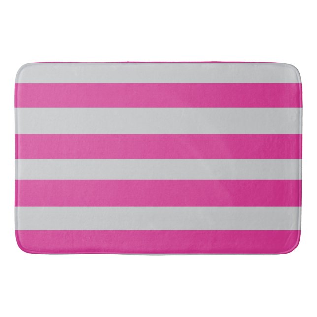 Alfombrilla De Baño Rayas rosadas y grises (Anverso)