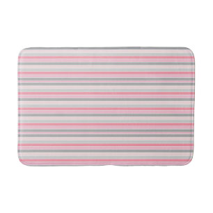 Alfombrilla De Baño Rayas rosadas y grises