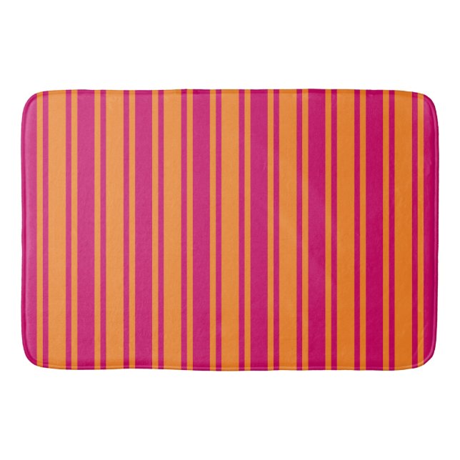 Alfombrilla De Baño Rayas rosadas y naranjas de caramelo (Anverso)