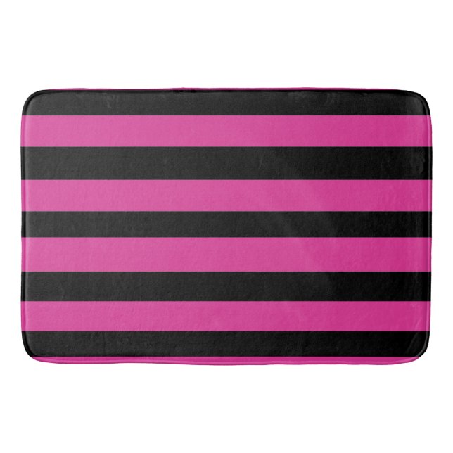 Alfombrilla De Baño Rayas rosas y negras (Anverso)