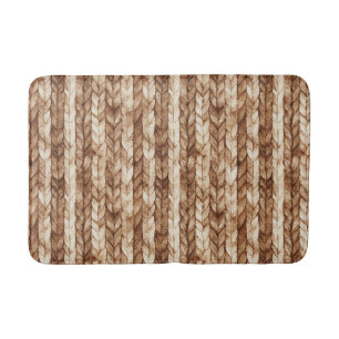 Alfombrilla De Baño Rayas trenzadas de imitación de crema marrón moda