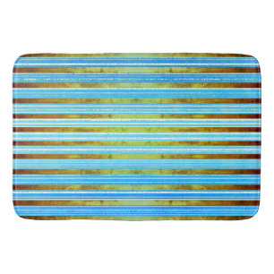 Alfombrilla De Baño Rayas turquesa, verde y blanca