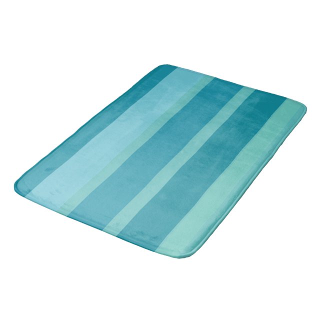 Alfombrilla De Baño Rayas turquesas verde azuladas y Aqua (Angular)