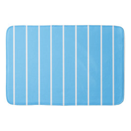 Alfombrilla De Baño Rayas Veraniegas de Azul Cielo y Blanco