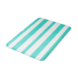Alfombrilla De Baño Rayas Veraniegas Playeras Turquesa Blanco