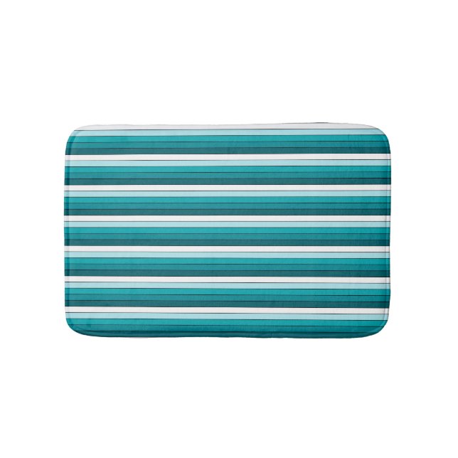 Alfombrilla De Baño Rayas Verde Azul Turquesa Blanco (Anverso)